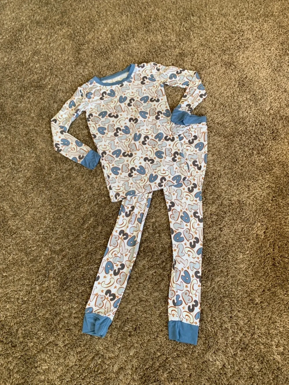 Dream Big Little Bamboo Pajamas Set 7/8 Letters Numbers Comfort Pjs